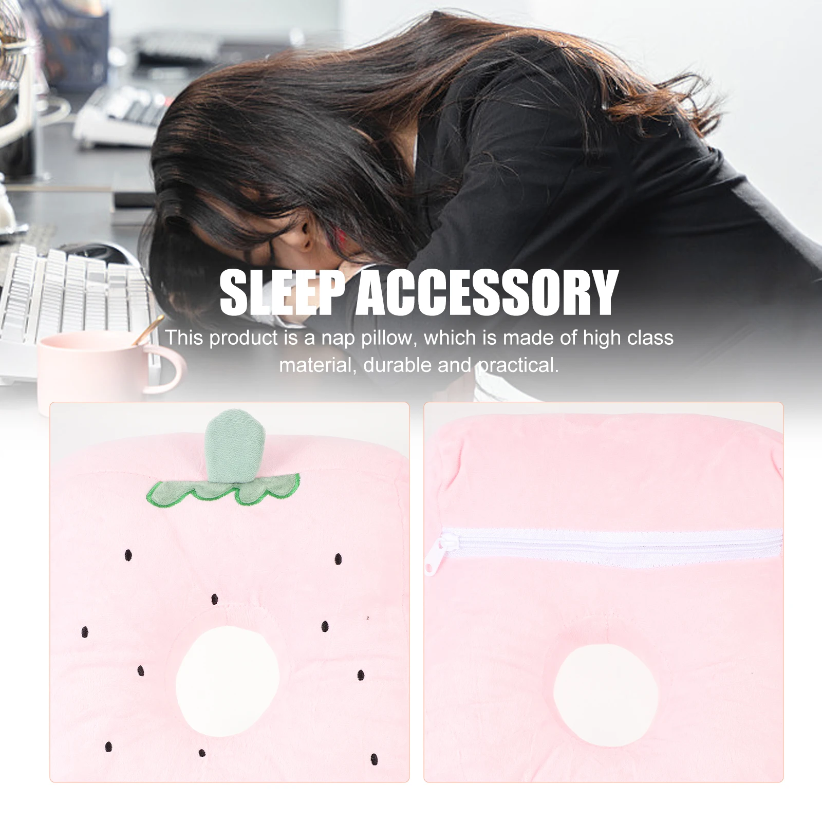

Ergonomic Nap Pillow With Ear Holes Comfortable Wear-Resistant Portable Cushion For Office Home School Use