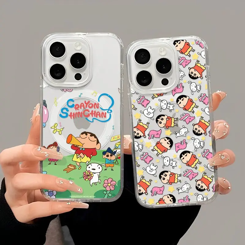 Cute poses Crayon Shin-chansMagnetic Phone Case for iPhone 17 16 15 14 13 12 11 8 7 Air Plus Pro Max X XR XSMax Soft Tpu Cover