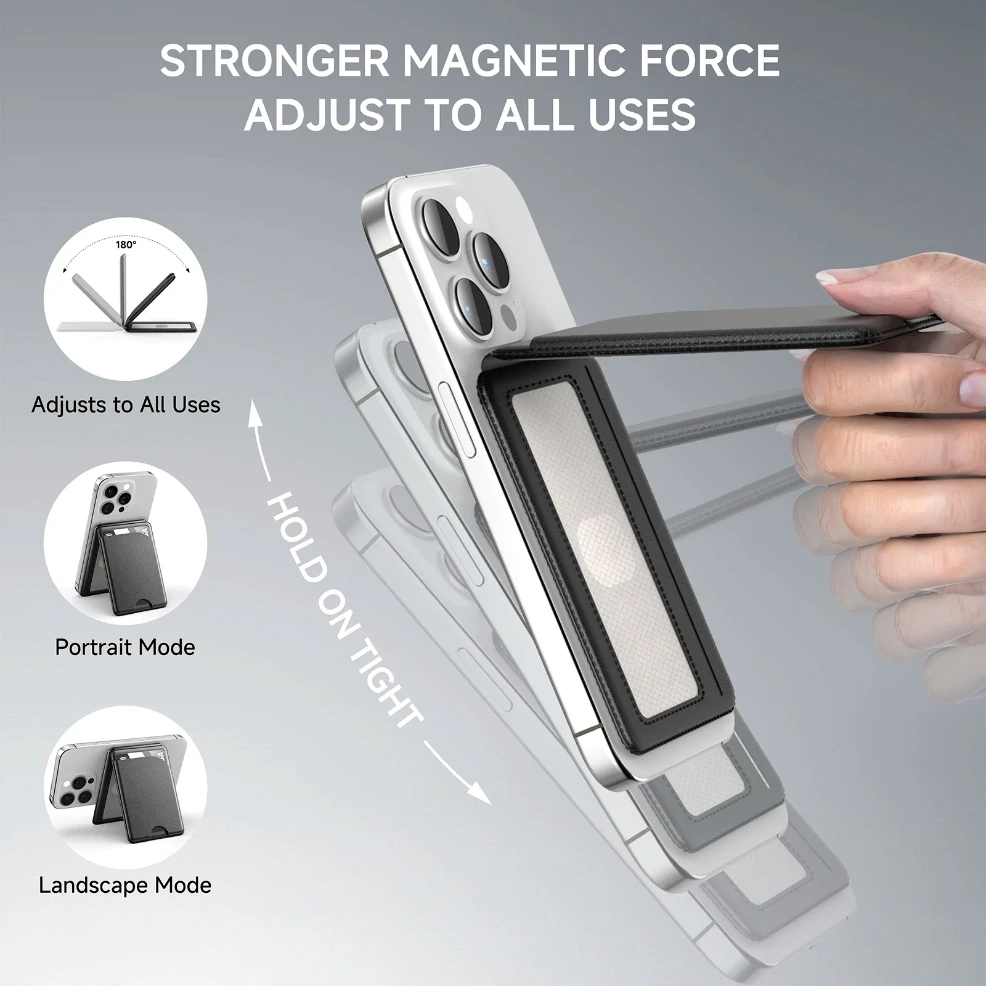 Minisopuru Magsafe حامل هاتف بطاقة خفيفة الوزن قابل للتعديل محفظة جلدية آيفون 16 15 14 12 سلسلة حامل بطاقة Macsafe #4