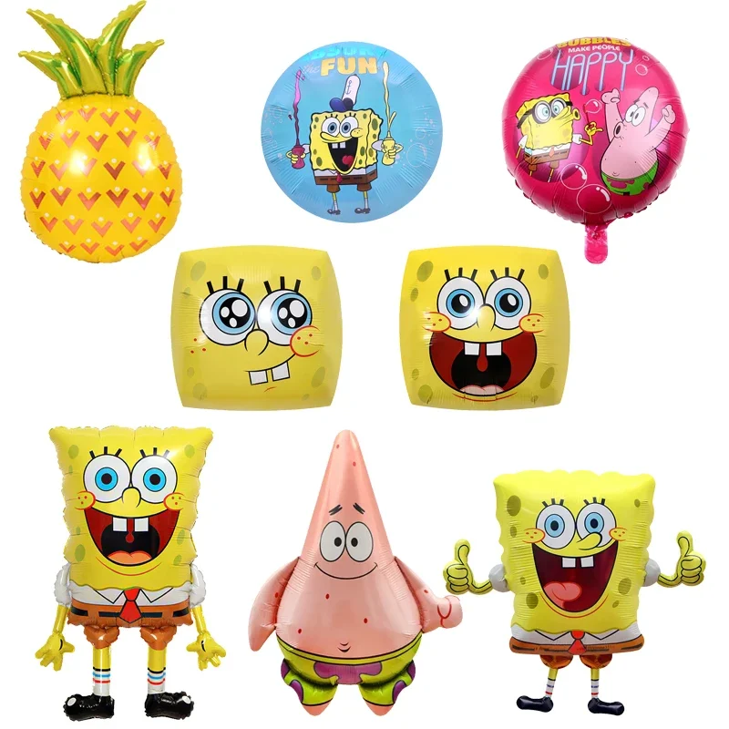 SpongeBob Schwammkopf-Thema für Kinder, alles Gute zum Geburtstag, Duschzeremonie, bunte Party-Dekoration, Ballon-Set, Überraschungsgeschenk