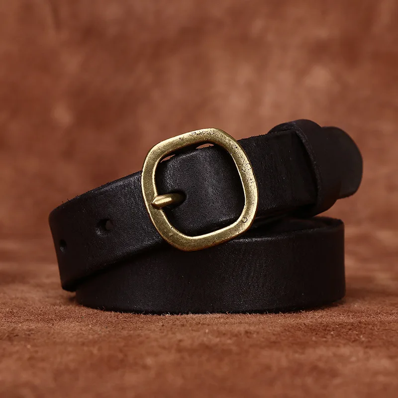 レトロシックなベルト装飾ウエストベルト女性のトップレイヤー牛革ピンバックル女性スキニーレザーベルト女性