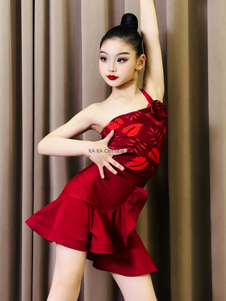 Cha Cha Rumba Latin Dance Clothes Girls Tango Dance Dress Girls Ballroom Dance Competition Dresses Kids Latin Practice Dress