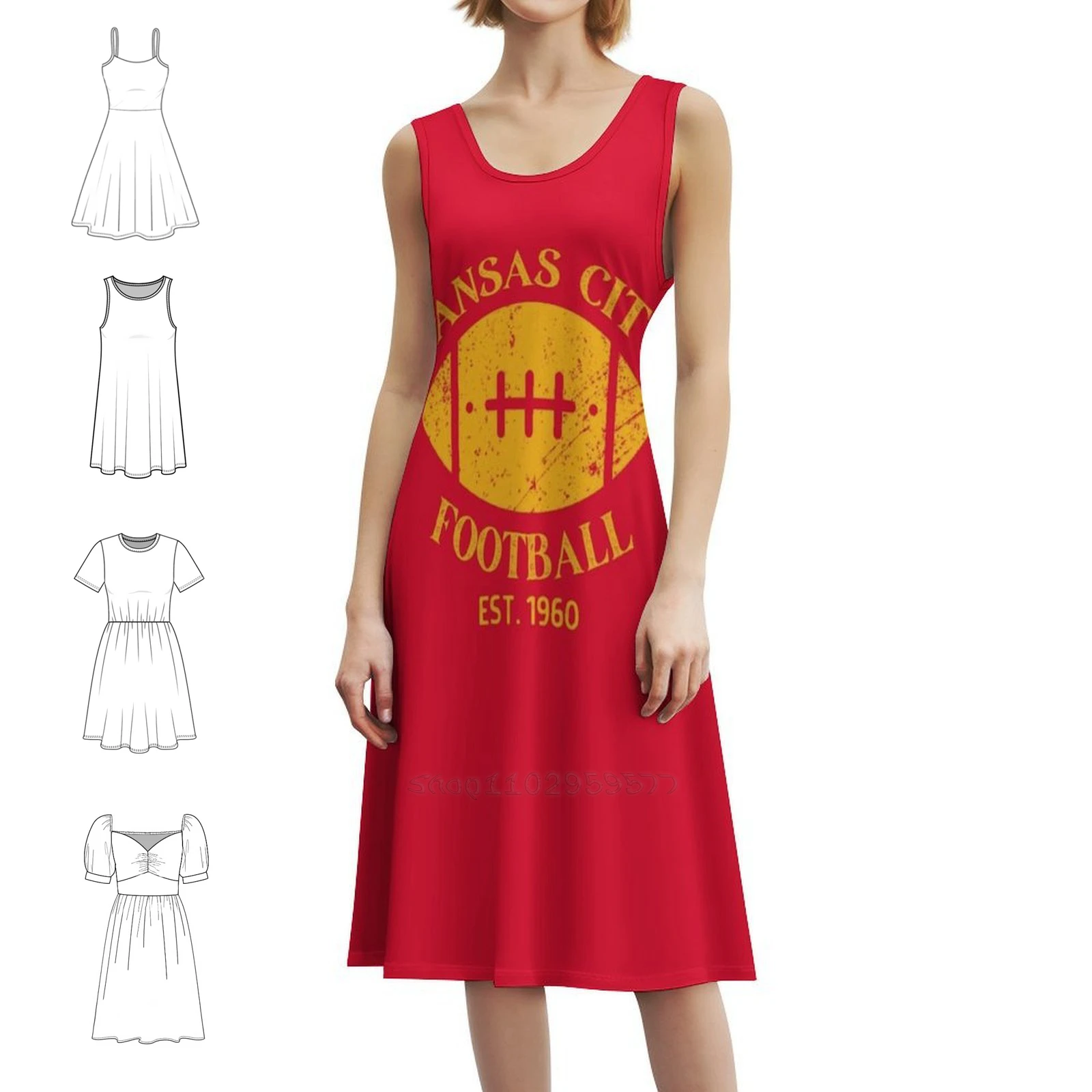 

Винтажное мини-платье Kansas City Football Kc Missouri Kansas в консервативном стиле для женщин, трапециевидное свободное повседневное дневное платье Chiefs