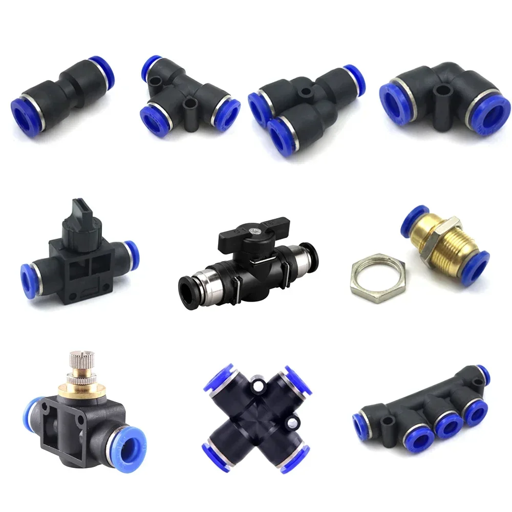 Pneumatic fittings PY/PU/PV/PE/HVFF/SA water pipes and pipe connectors direct thrust 4 to 12mm/ PU plastic hose quick couplings