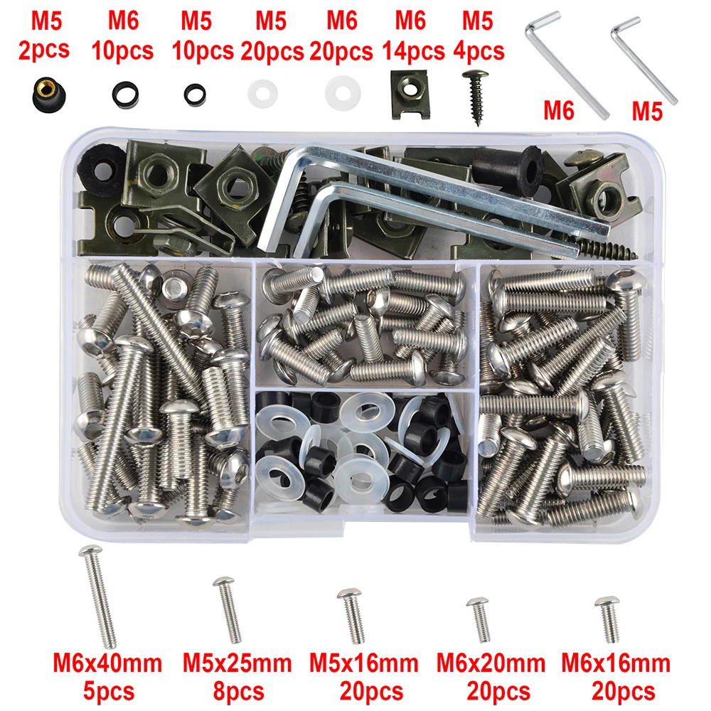 

155PCS Fairing Bolt Bodywork Screws Kit Fastener Clips Screws For Yamaha Honda Kawasaki Suzuki KTM BMW Ducati Aprilia Triumph