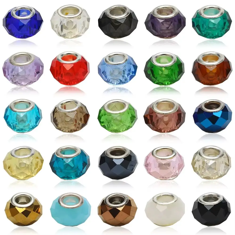 20 teile/los 8x14mm Transparente Farbe Facettierte Harz Perlen für Schmuck Machen Große Loch Spacer Perlen DIY Armband halskette Großhandel