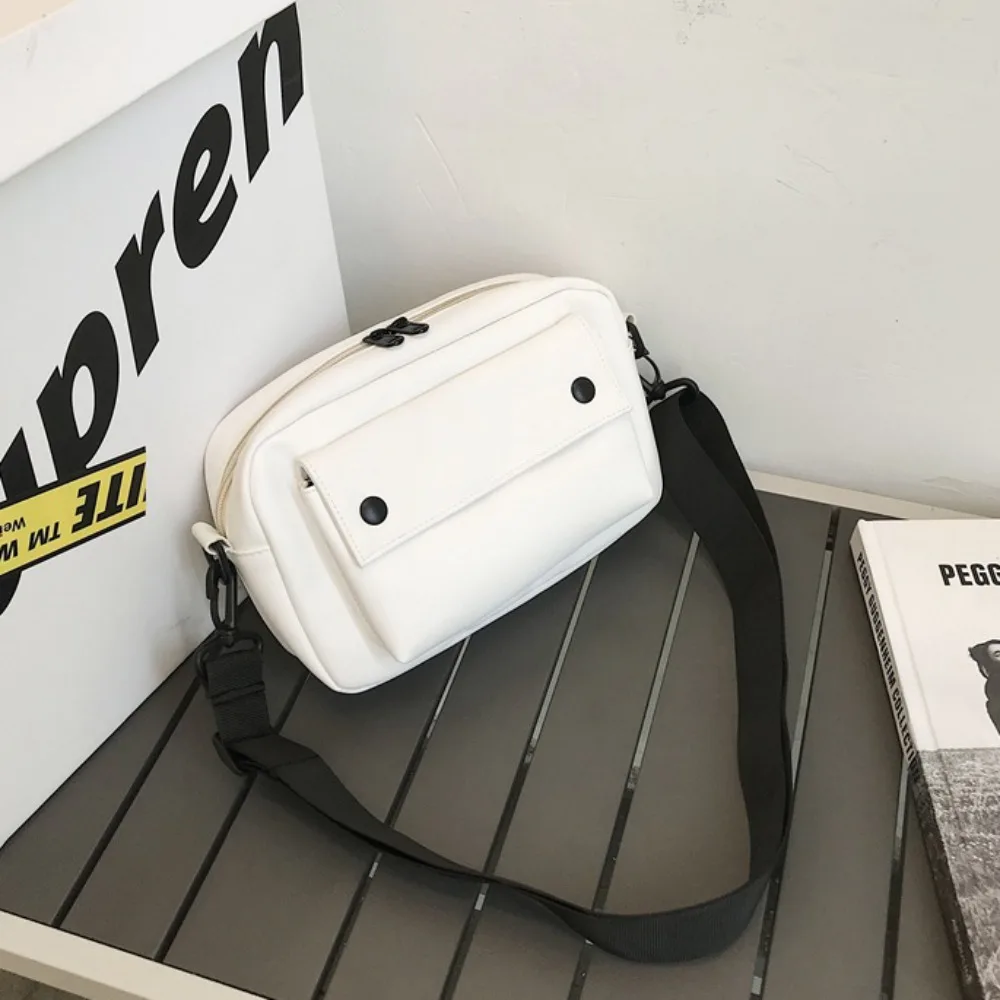 

Универсальная квадратная сумка для сообщений в корейском стиле, повседневная большая вместительная сумка через плечо из искусственной кожи, однотонная спортивная сумка на плечо для улицы