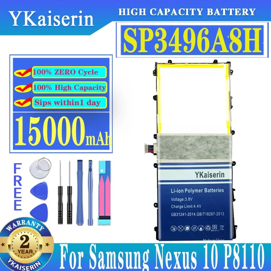 

YKaiserin Replacement Battery SP3496A8H For Samsung Google Nexus 10 Nexus10 GT-P8110 HA32ARB Tablet Battery 15000mAh