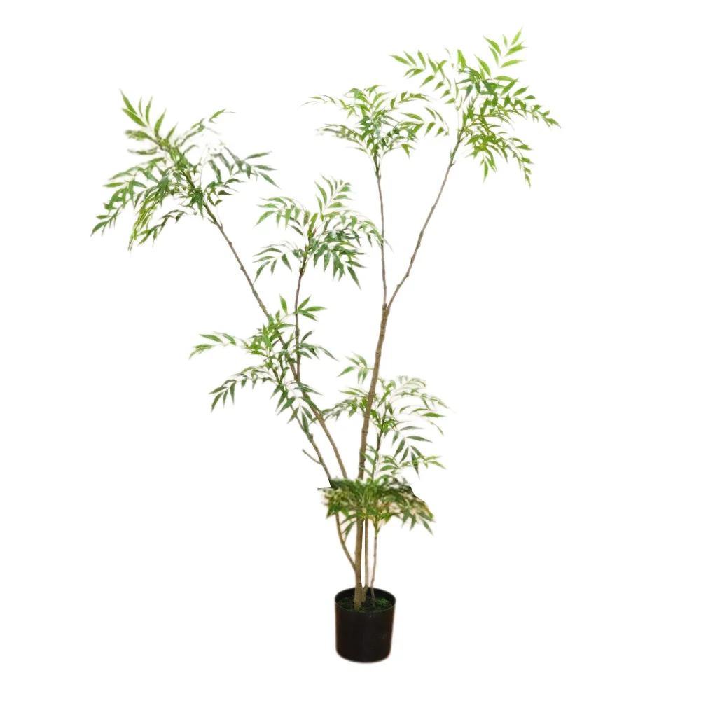

5.9FT Artificial Mahonia Fortunei Tree, Artificial Fake Plants With Planter, Realistic Fake Mahonia Fortunei For Home
