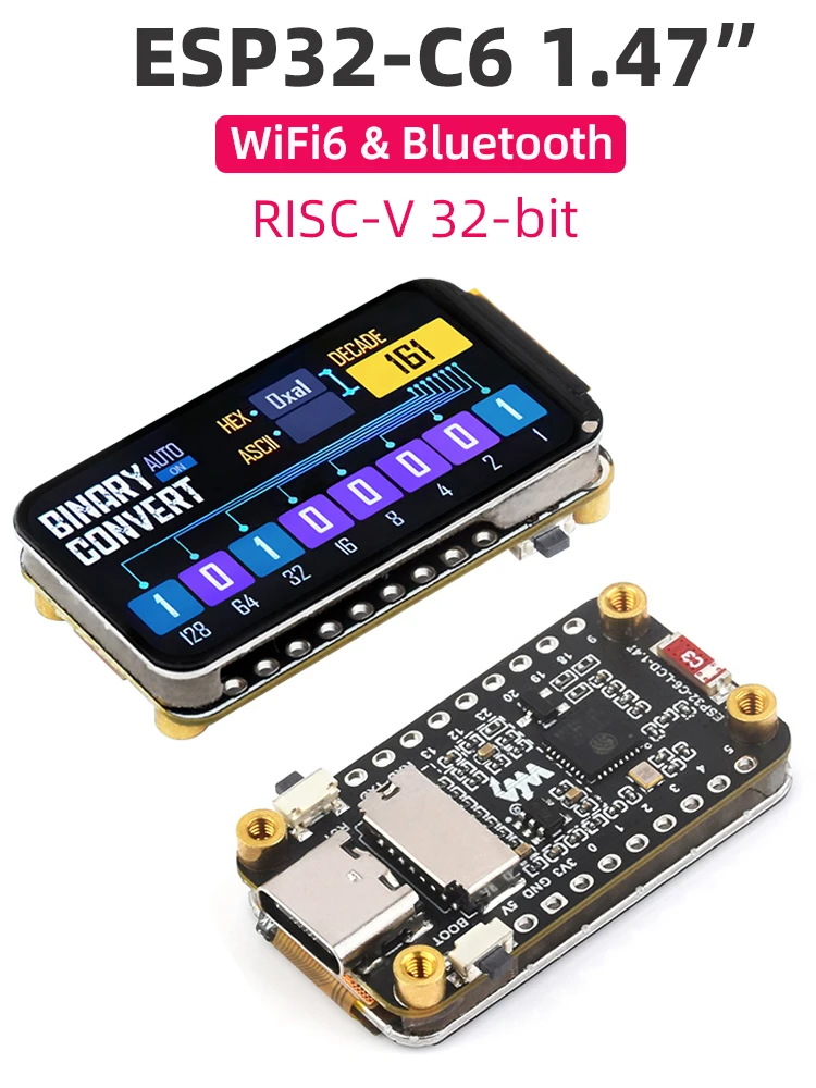 Płytka rozwojowa Waveshare ESP32-C6 z wyświetlaczem 1,47 cala RISC-V 160MHz WiFi6 BLE 5 dla Arduino LVGL HMI Antena Onboard Typ-C — zdjęcie produktu 7