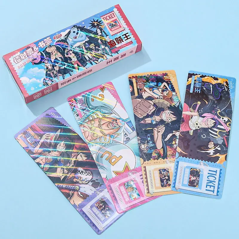 Cartoon One Piece NARUTO Conan Laser Ticket Rectangular Bookmark 40pcs LOMO Postcard Cartoon Peripheral Hobbies Collection Card