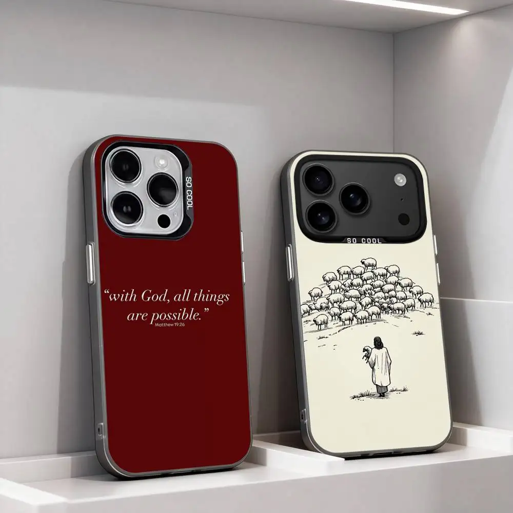 

God Jesus Bible V-Verse Phone Case For iPhone 17,16,15,14,13,12,11,Pro,XS,Max,Plus,Mini,SE4,E IMD Matte Black