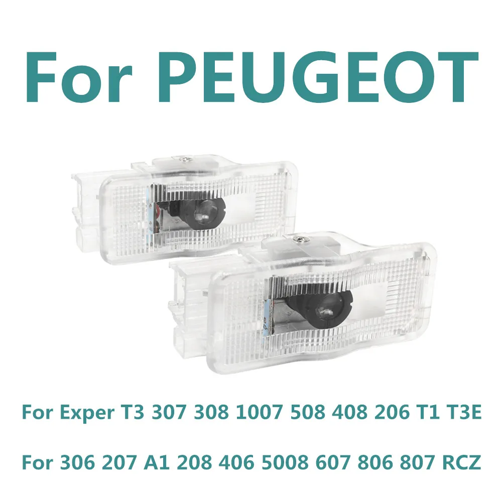 Lâmpada led de boas-vindas para porta de carro, acessórios de luz de cortesia para peugeot experience t3 307 308 1007 508 408 206 t1 t3e 607 806 807 rcz 5008