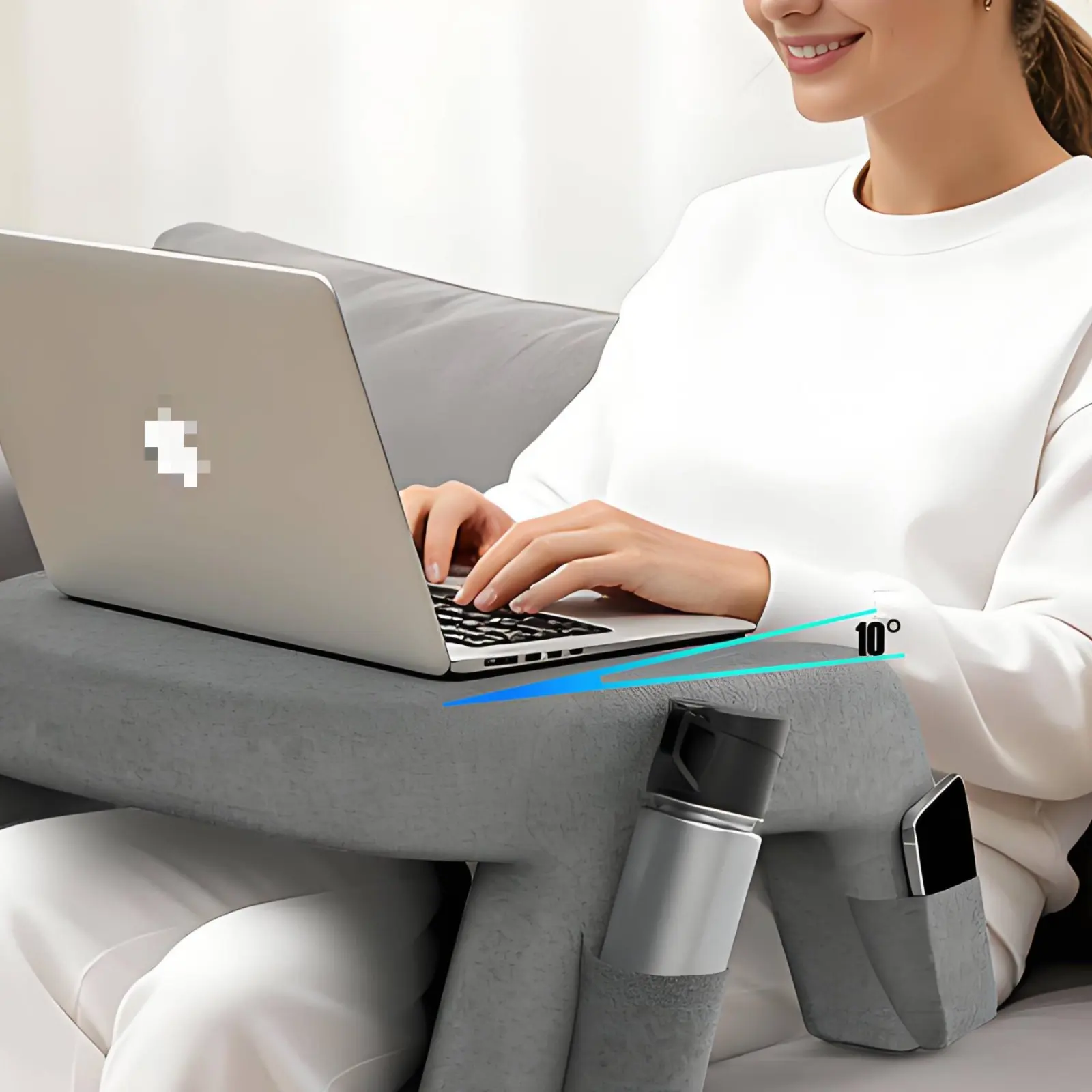 Lap Desk Pillow Large Leg Room Limb Rest Support Pillow Pressure-Relief Foam Lap Desk Soft Sweatshirt Material Cover Couch