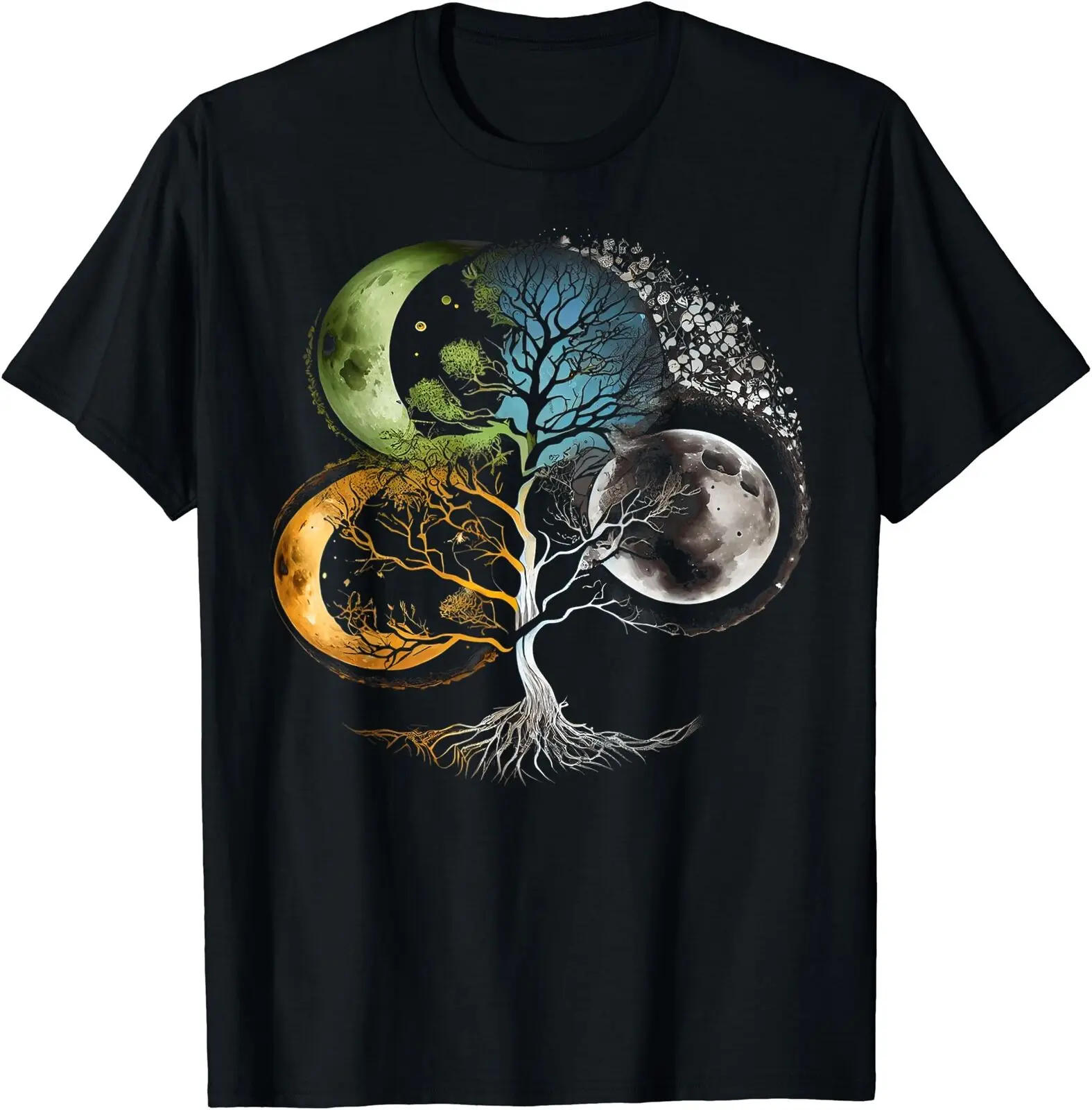 Phases of the Moon Tree Mystical Zen Yoga Meditation Graphic T-Shirt Size S-5XL