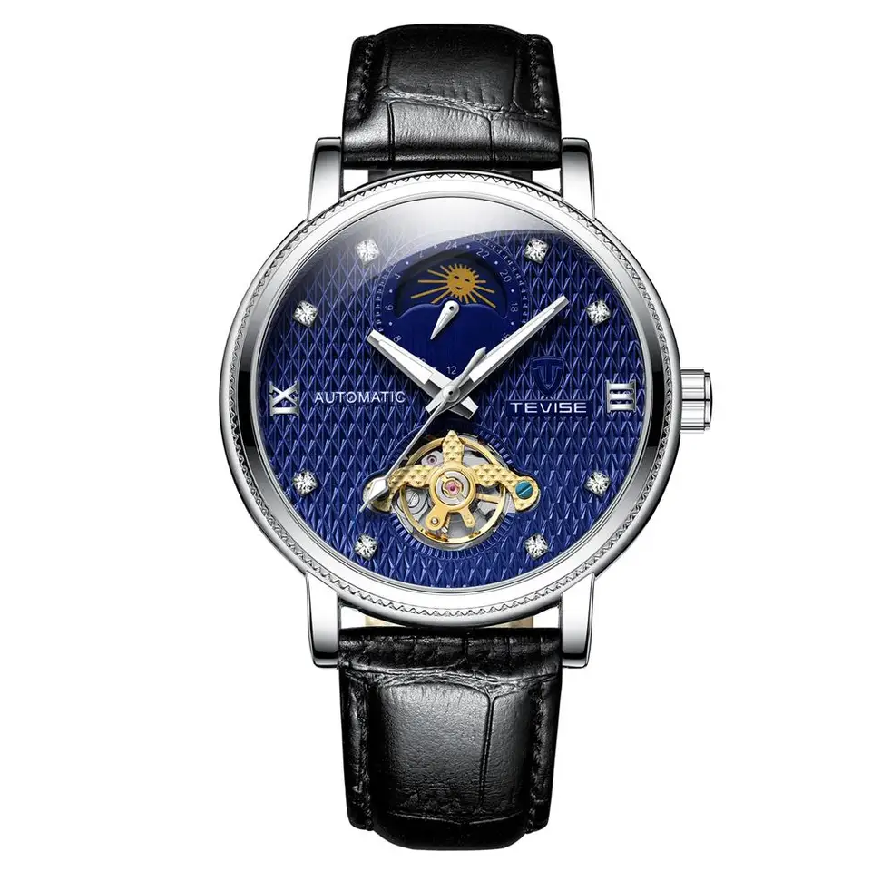 TEVISE Watch Men Automatic Mechanical Watch Tourbillon Moon  display picture 1
