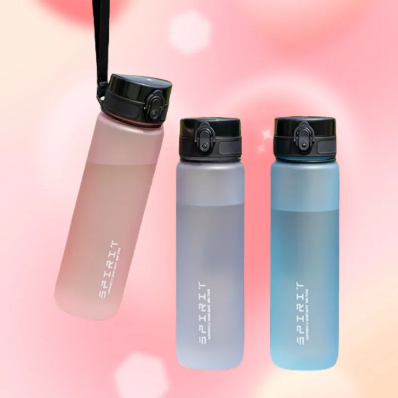 Un paquet, tasse spatiale de 33,81 oz givrée, bouteille d'eau de sport de grande capacité, Portable pour hommes, couleur dégradée Simple