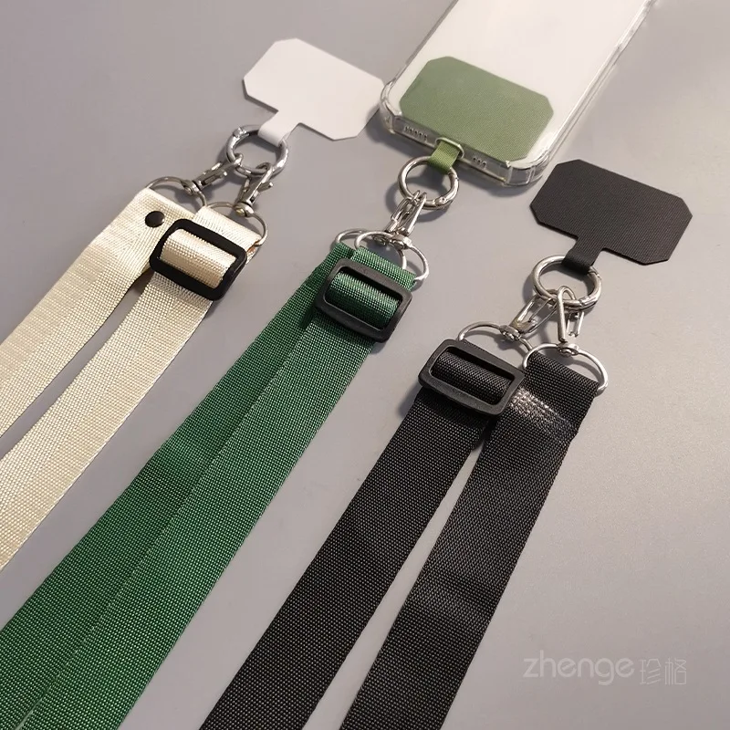 Mobile Phone Lanyard Cross-body Woven Twill Long Solid Color Hanging Neck Strap Lanyard Ins Adjustable and Detachable