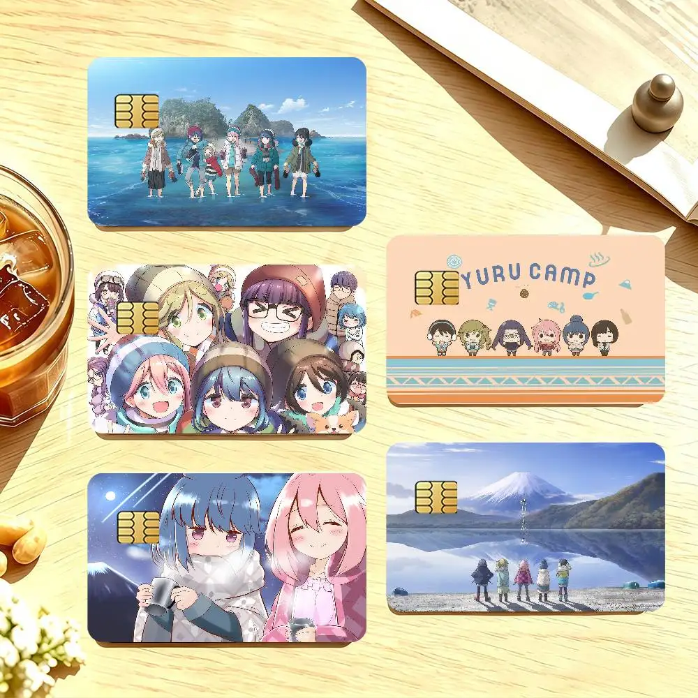 Anime Yuru Camp Credit Card Public Transportation Cards Sticker Waterproof Card Face Decoration 4PCS