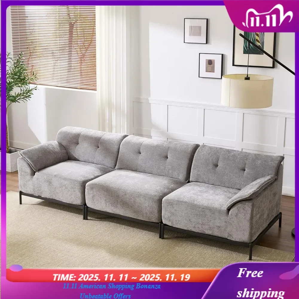 

Modular Sectional Sofa Wide Armrests Solid Iron Frame Compressed Couch for Living Room 106 Inch