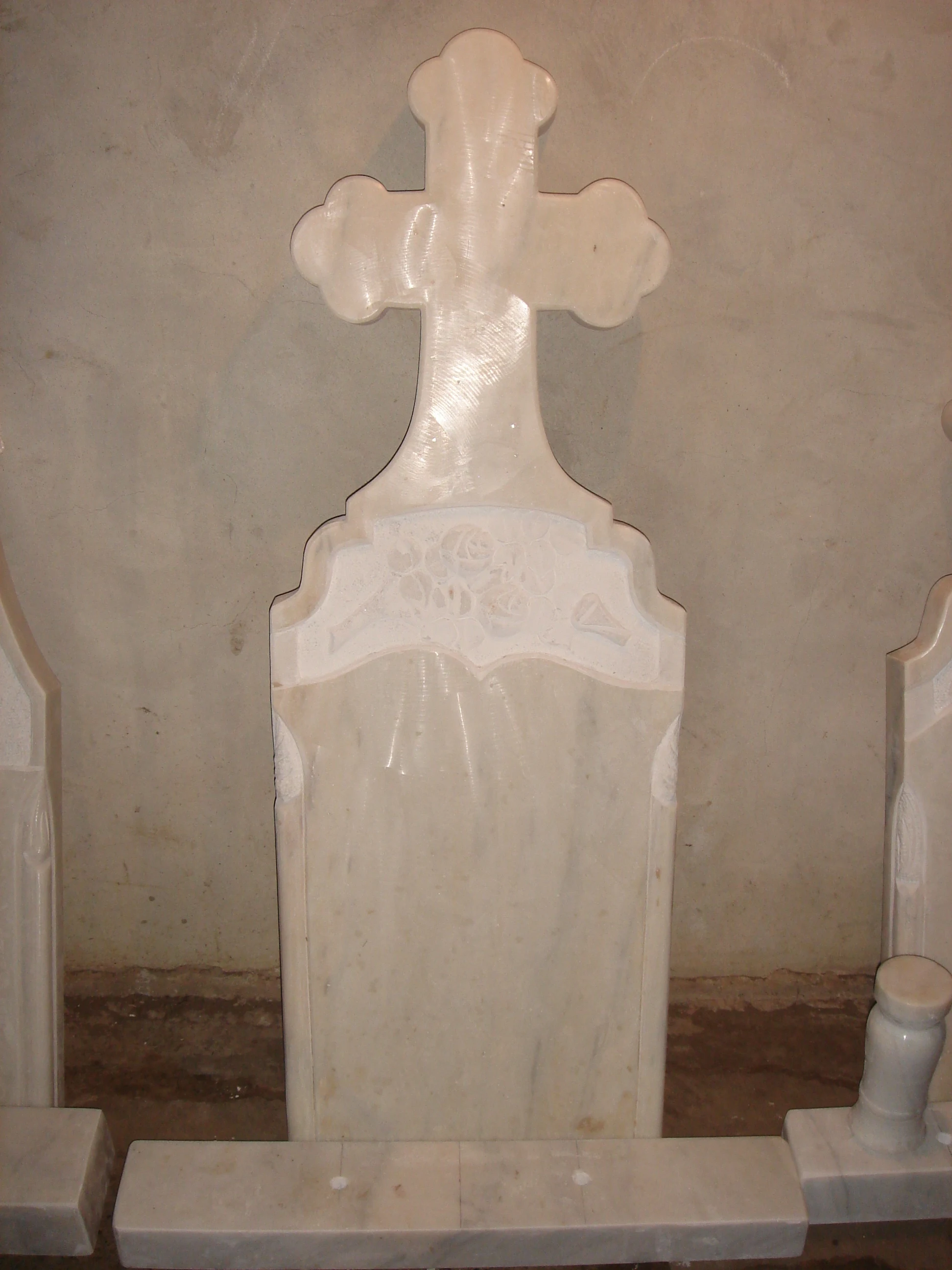 التخصيص الرخام الأبيض الصليب شواهد القبور حجر الرأس قبر #3