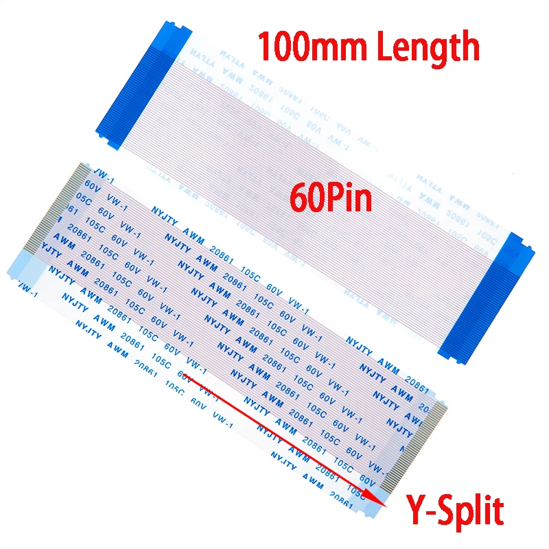 In Stock Custom 0.5mm Pitch 60Pin Y-Split FFC Flexible Flat Cable AWM 20861 105C 60V VW-1 100mm Long