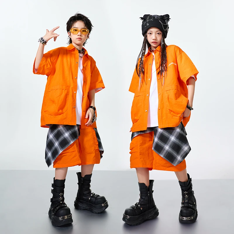 Kinder Bühne Kleidung Kinder Hip Hop Kleidung T-shirt Street Dance Cargo-Shorts Mädchen K-pop Streetwear Jungen Jazz Kostüme