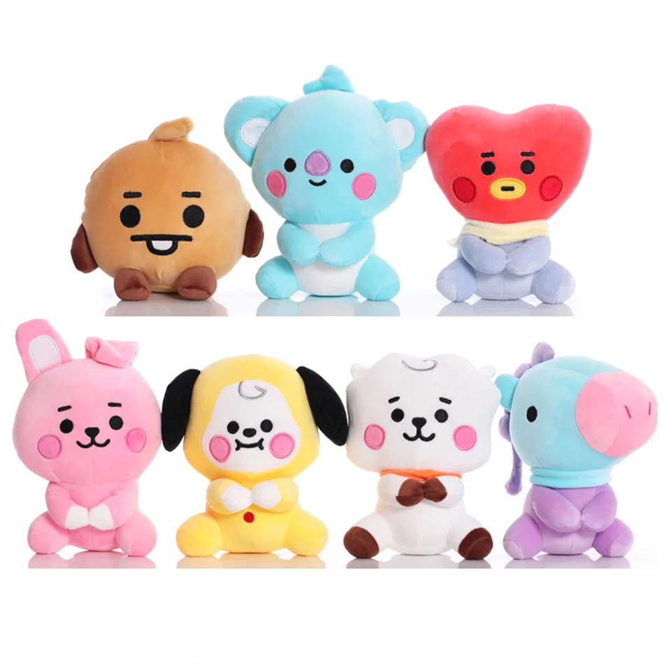 BT21 Plush Dolls Tata Koay Shooky Mang Cooky Plush Keychain Bag Pendant Ornament Anime Cartoon Soft Stuffed Toys Gift for Kids