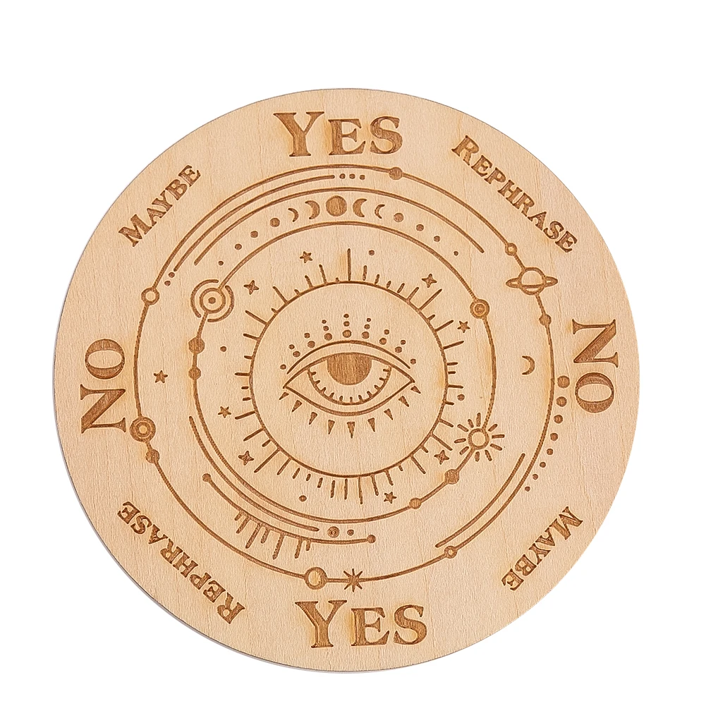 Round Wooden Boards Laser Carving Eye Providence Pendulum Board Magics Meditation Decision Plate Creative Witchs Altar Supplies