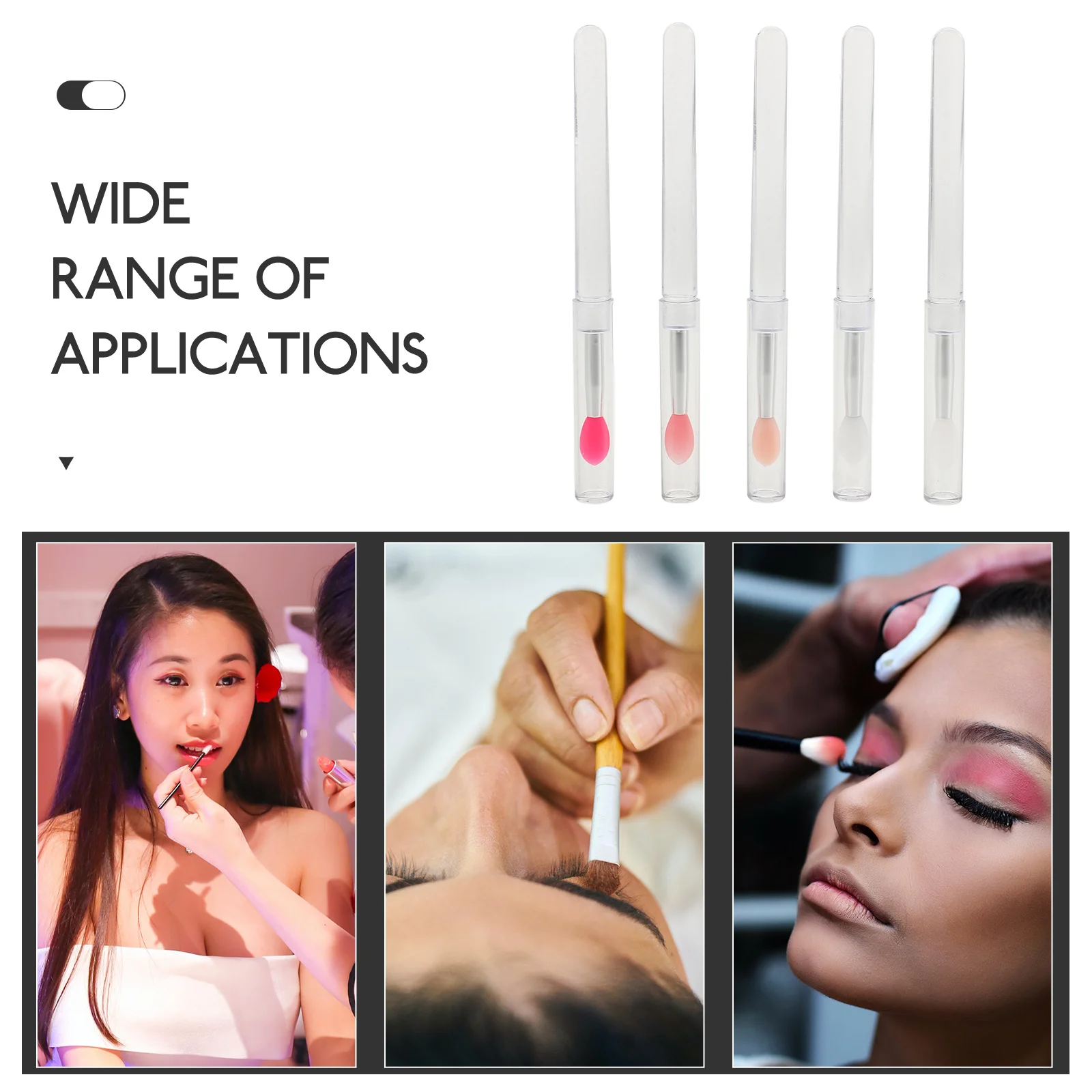 5Pcs Silicone Lip Brush Kit Reusable Applicator for Lip Gloss Balm Cream Makeup Eyeshadow Portable Beauty Tool