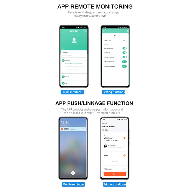 ABMF-Tuya Intelligent Pressure Sensor For Zigbee Gravity Detection Automation Scene Linkage Sensor Tuya Smart Pressure Sensor 40