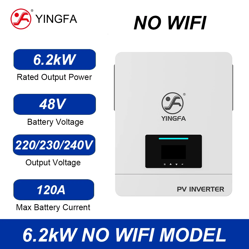 YINGFA 220V - 240V AC Output Photovoltaic Solar Inverter / 6.2kW Off Grid Hybrid Mode / 48V Battery Connection