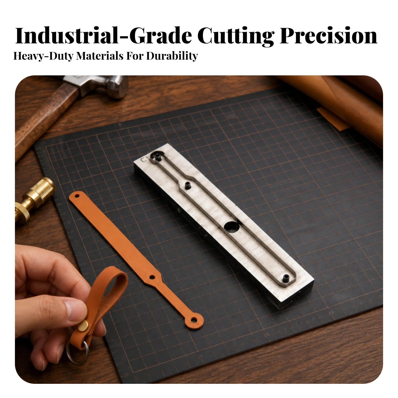 Metal Leather-Cutting Die Slim Profile Leather Strap Cutting Die with Backing Board Burrno-Cost Reusable