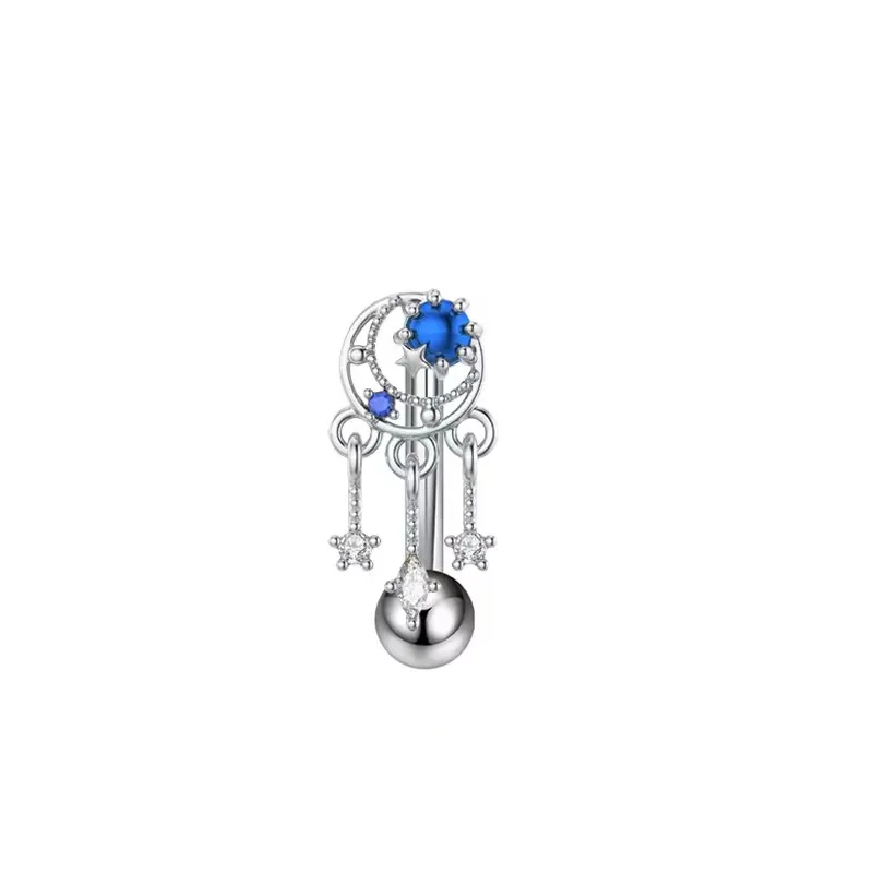 1PC CZ Dangle Curved Barbell for Eyebrow/Cartilage Piercing, Stainless Steel Eyebrow Ring with Tassel Charm