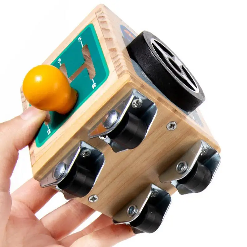 Juguete de viaje de cubo ocupado sensorial para niños pequeños, juguete de aprendizaje de madera, potenciador de habilidad motora fina, desarrollo sensorial