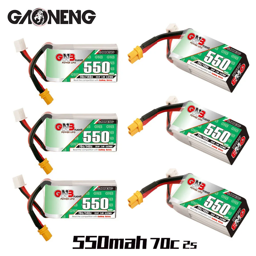 1-10Pcs GNB 2S 7.4V 550mAh 70C/140C Lipo Battery For Torrent 110 FPV Racing Drone RC Quadcopter Parts With XT30 7.4V Battery