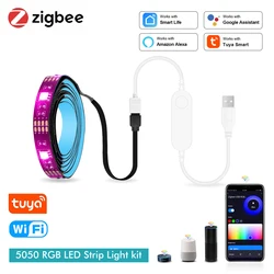 Inteligentne Zigbee USB Led Lights Tuya Wifi listwy RGB led DC5V 5050 inteligentna dioda Led podświetlenie telewizora Wok z Alexa Google Home