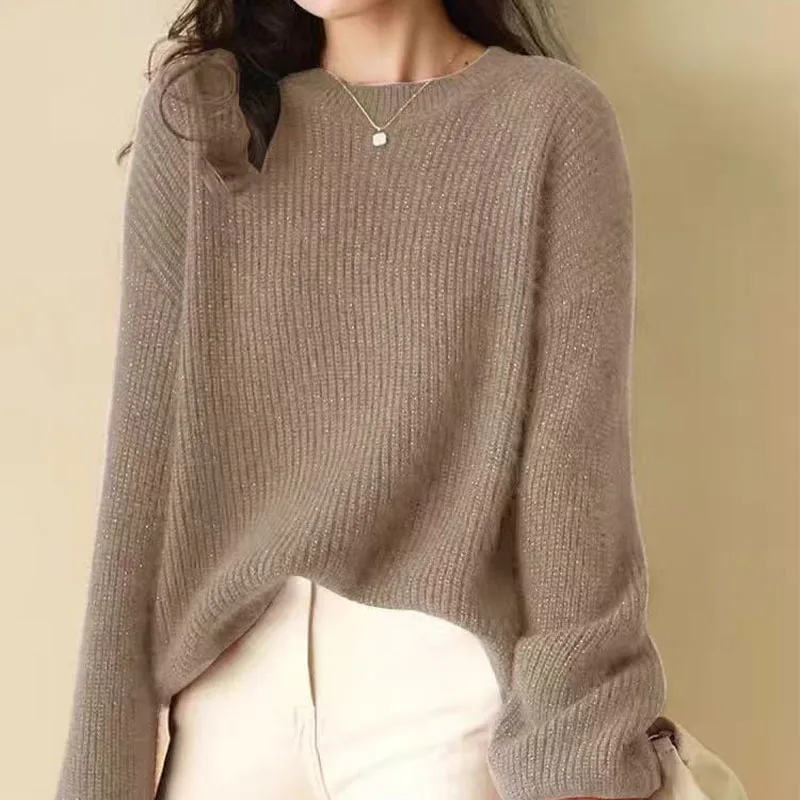 Otoño/Invierno 2025, nuevo suéter cómodo con aguja de lana Joker, Jersey de punto ceroso suave y cálido Simple