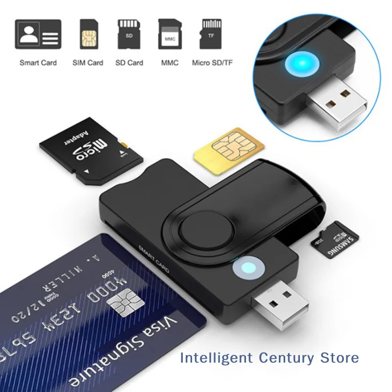 （In）UTHAI X02 USB SIM Smart Card Reader For Bank Card CAC ID SIM SD TF/Micro SD