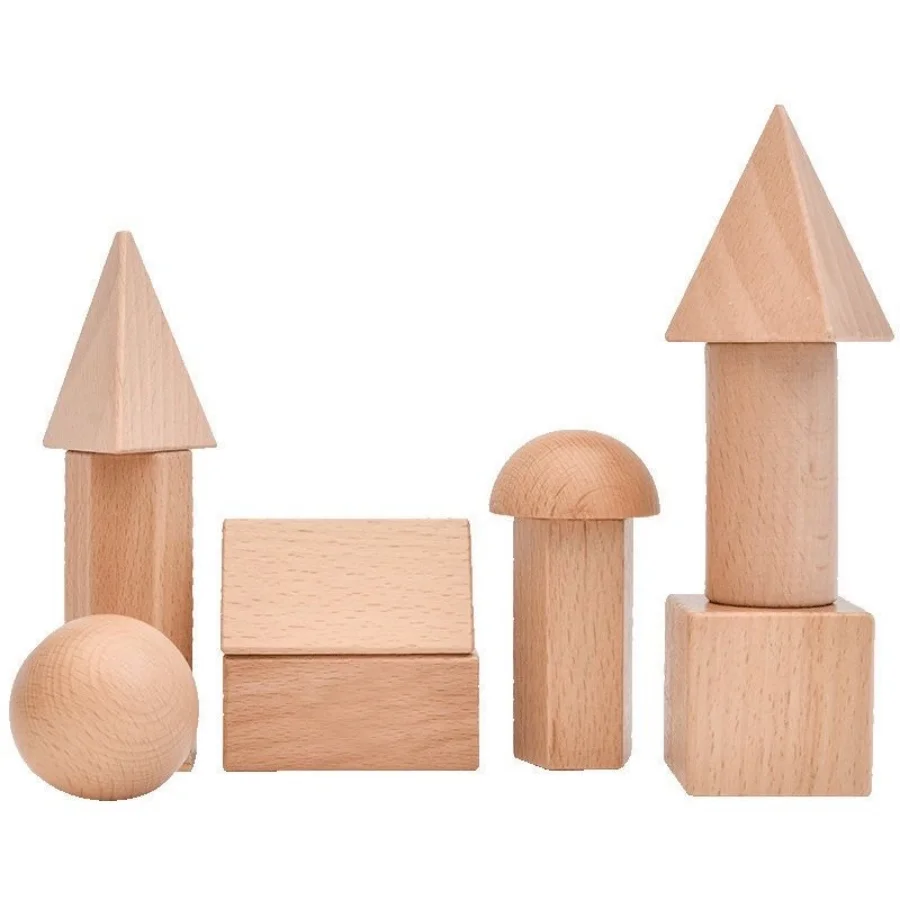 ログカラーウッドレインボーキャッスルビルディングブロックおもちゃ、子供用モンテッソーリ教育幾何学ビルディングブロックおもちゃ、ベビービルディング