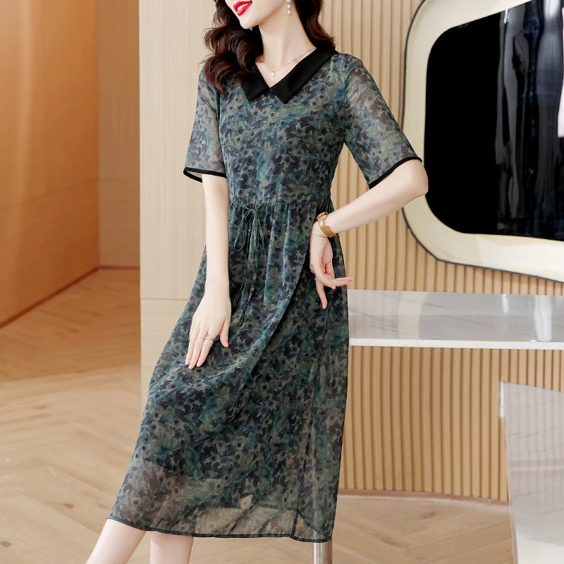 

Tunics Vintage Summer Satin Floral Dress For Women Midi Elegant 2023 New Fashion O-Neck Bodycon Prom Festa Luxo Korean Dresses