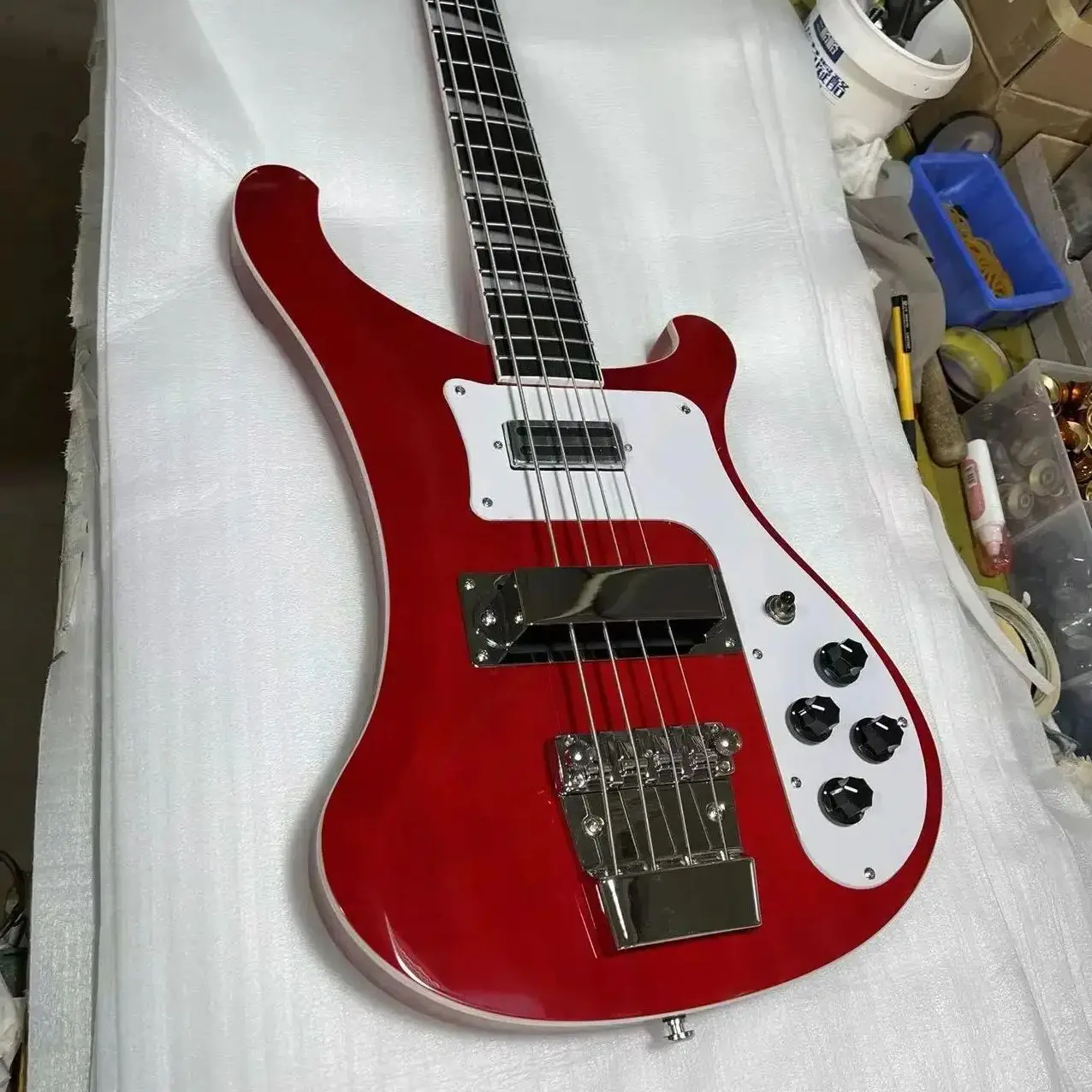 Rickenback 4003 Bass Electric Guitar, Transparent Red Color, Rosewood Fretboard, High Quality Guitarra