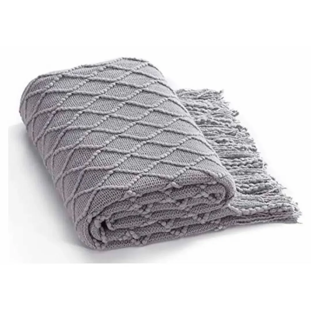 Hot Selling Super Soft Queen Size Comfortable Chunky Knit Polyester Bed Throw Blanket