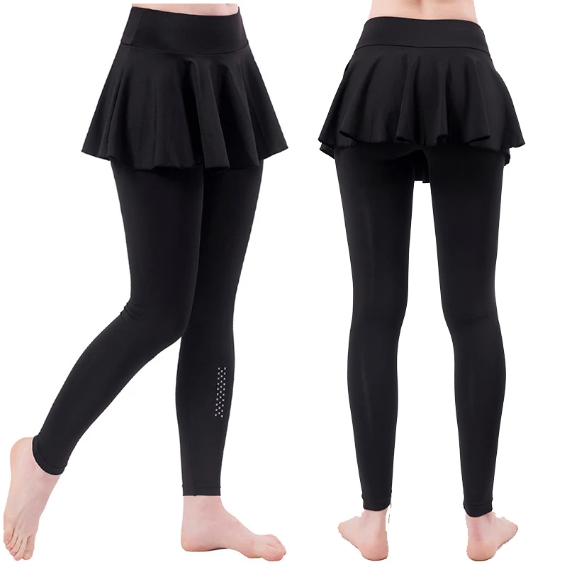 

Double Layer Women's Pants 2in1 Skirt And Leggings Yoga Dance Sportswear Push Up Fitness Gym Clothes Female Tights Trouser