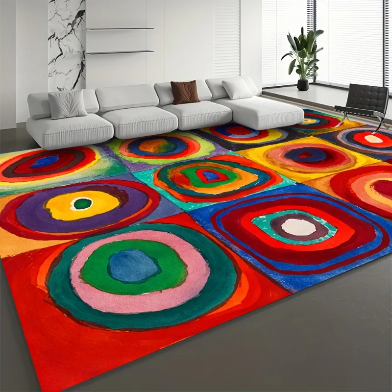 Abstract Art Patterned Carpet, Multi-Color Machine Washable, Non-Slip, Durable, for Bedroom, Living Room, Office, Indoor Decor