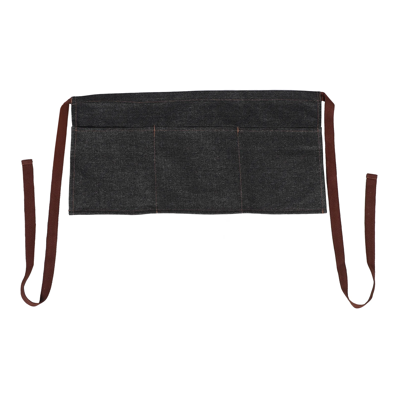 

Denim Waist Apron Short Black Waitress Serving Aprons Half-Length Workwear Three Pockets Fade Resistant Wrinkle Shrink