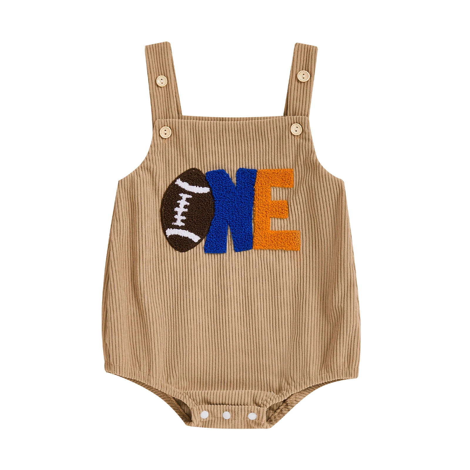 

Вельветовый комбинезон на день рождения для маленьких мальчиков, футбольное боди без рукавов с квадратным вырезом и вышивкой букв