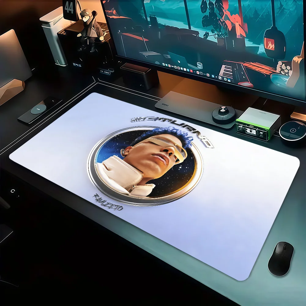 Singer R-Rauw Alejandro Mouse Pad Large Non-slip Lockedge Desktop Computer Desk Mat Keyboard MousePad Office Gamer Fans Student