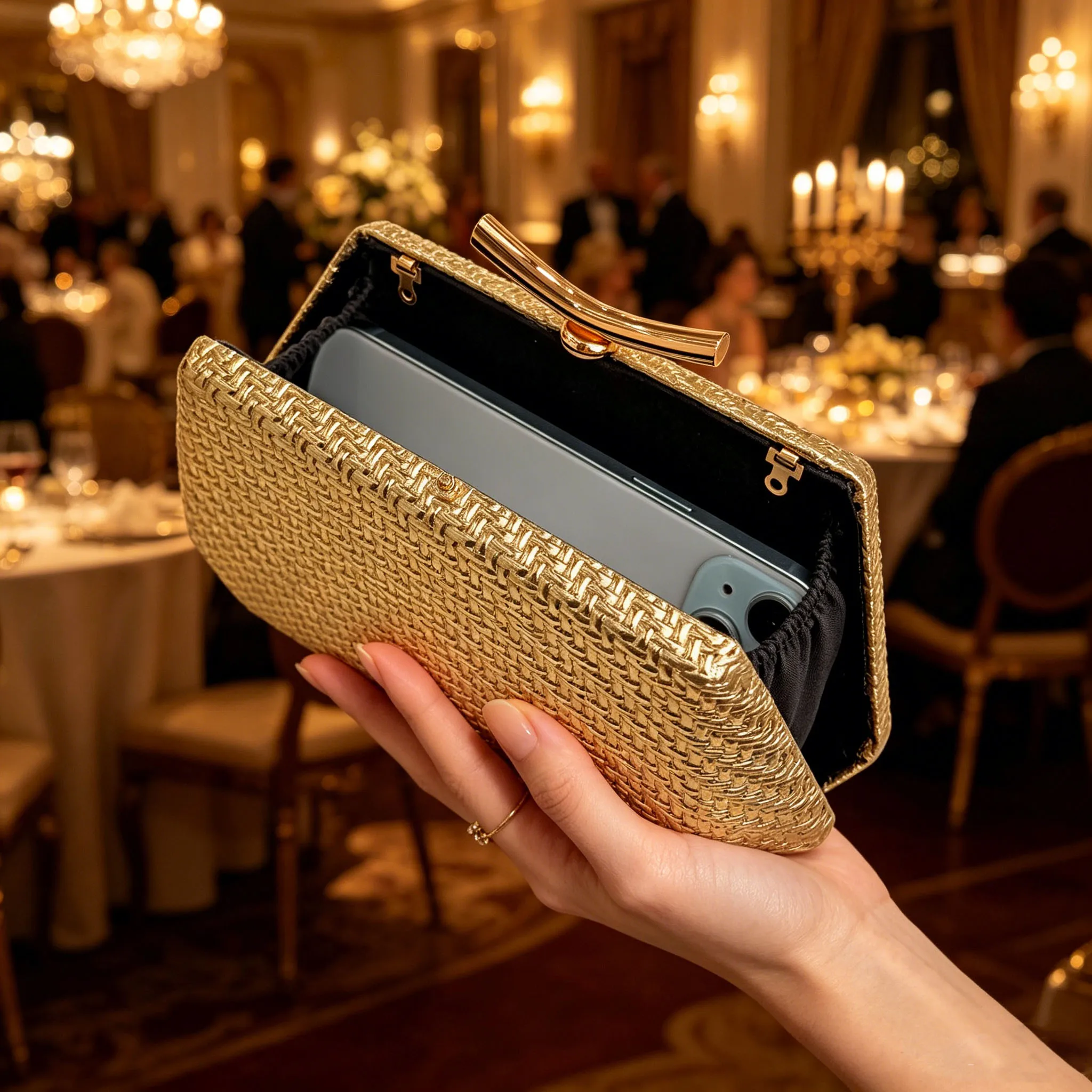Light Luxury Woven Diamond Pattern Women's Evening Bag Simple Pure Colors Messenger Bag Suitable for Wedding and Party Occasions