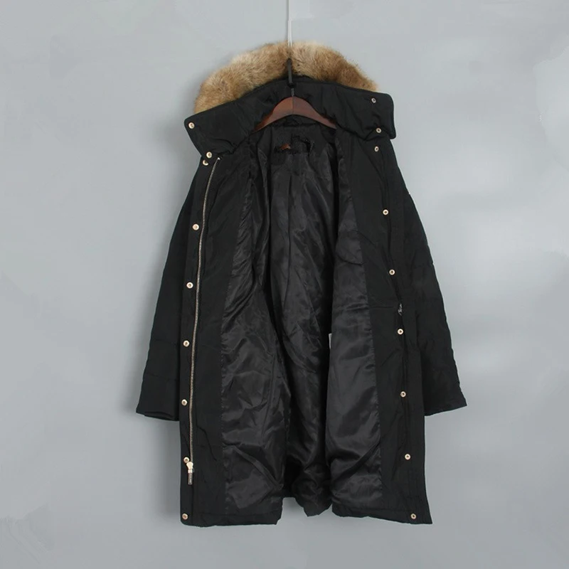 Plus Size Damen Herbst Winter Weiß Du Down Jaet Kapuzenpelzkragen Gürtel Mittellanger gepolsterter Mantel Thiened Commute Sle